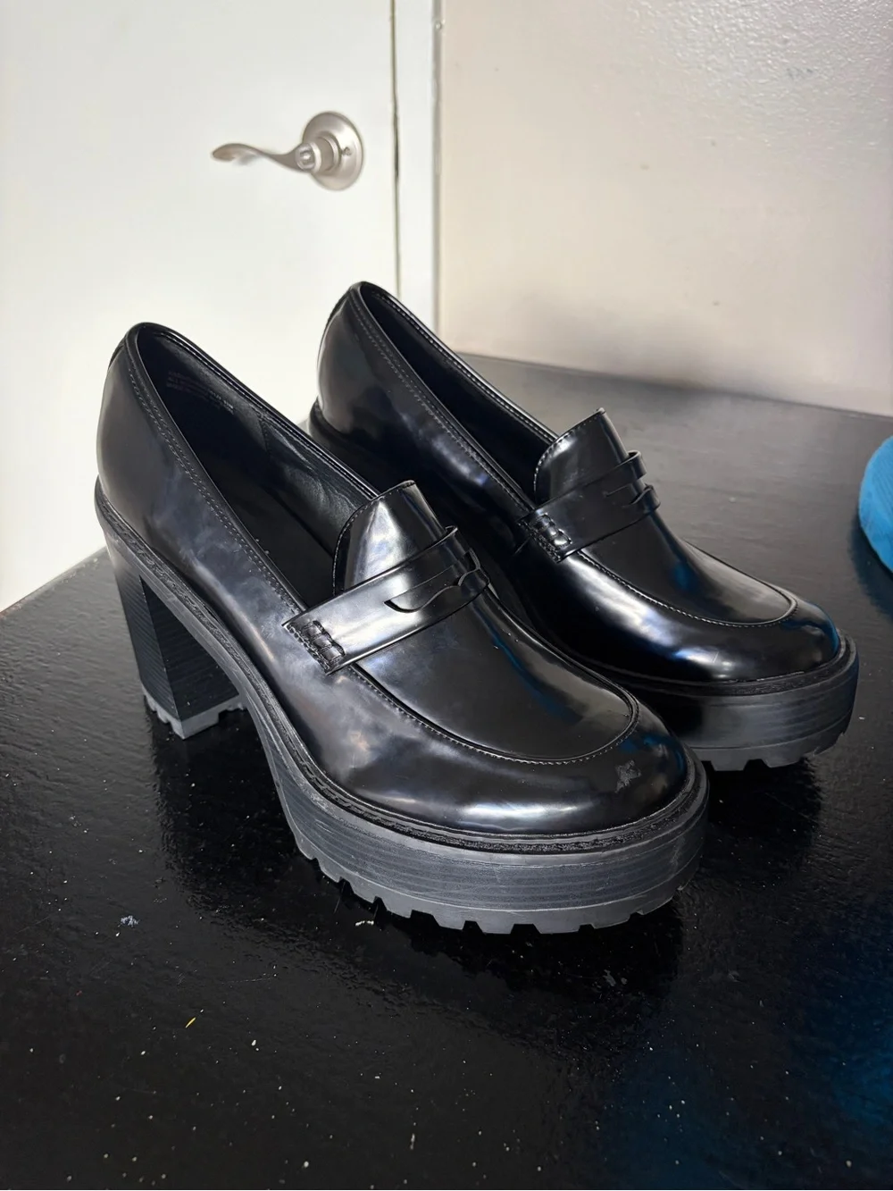 Madden Girl - Black Platform Loafers with a chunky heel - 11 Womnen’s